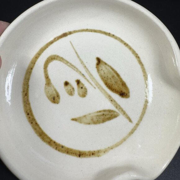 Vintage Hand Made Stoneware Pottery Spoon Rest Dish Holder Artist Signed Dish - Picture 5 of 11